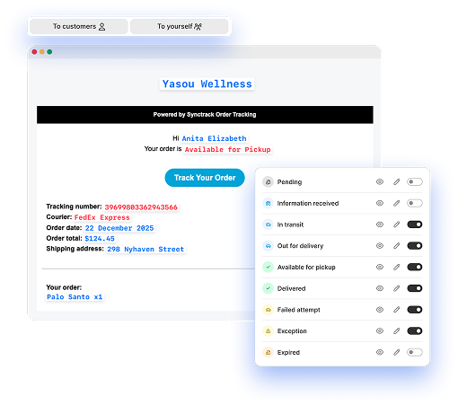 Customer email notifications